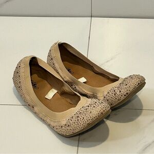 Mossino Beige Rhinestone Studded Flats Size 9